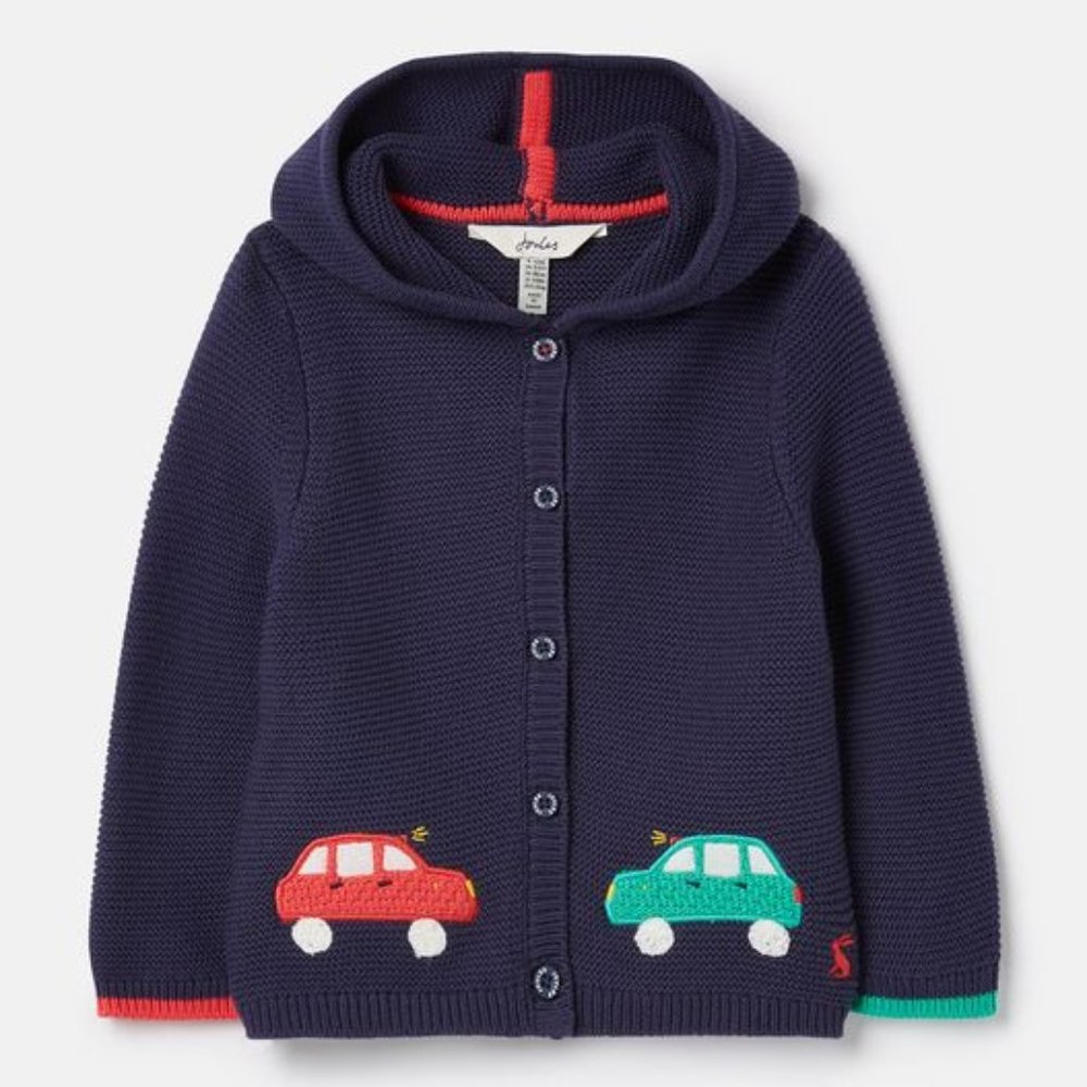 Joules Charmford Hooded Cardigan with embroidered artwork size 12/18 Months NWT